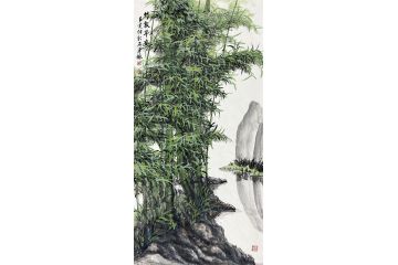 国礼特供书画艺术家石荣禄新品花鸟画《竹报平安》