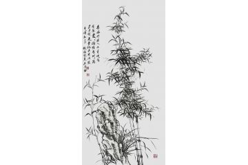 国礼特供书画艺术家石荣禄新品花鸟画《竹石图》