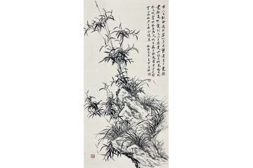国礼特供书画艺术家石荣禄新品花鸟画《竹石图》