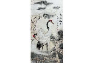 安然写意花鸟画新品《松鹤延年》