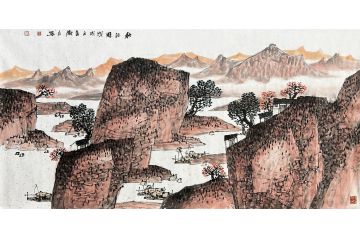中美协会员张树立新品山水画《秋江图》