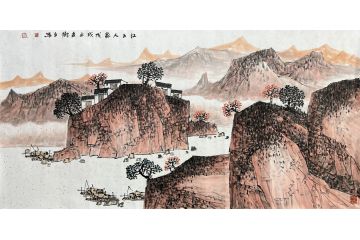 中美协会员张树立新品山水画《江上人家》