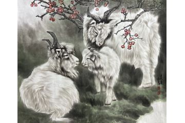 张国良新品动物画《三阳开泰》