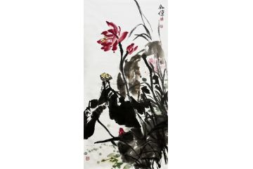 孙伟写意花鸟画荷花图《墨荷》