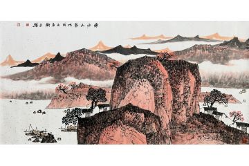 中美协会员张树立新品山水画《傍水人家》