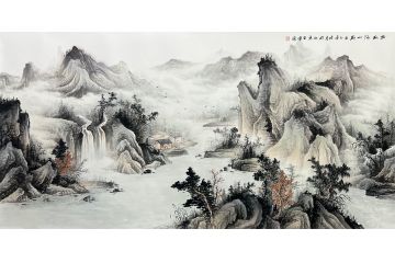 画家王宁写意山水画新品《壮丽河山》