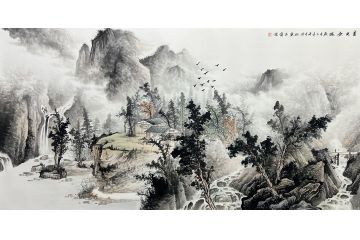 画家王宁写意山水画新品《春光无限》
