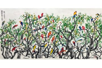 刘体伟四尺横幅山水画作品《谁人不敢言》