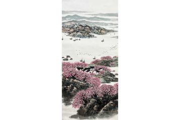 画家张金凤新品山水画《湖光山色》