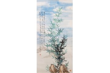 史同刚写意花鸟画竹子《绿竹图》