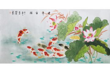 画家李锦鸿新品写意花鸟画《连年有余》