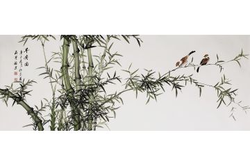 国礼特供艺术家石荣禄写意花鸟画《平安图》