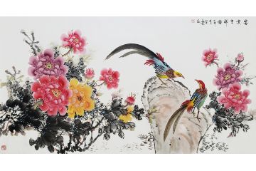 易水最新力作写意花鸟画作品《富贵吉祥图》