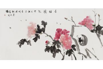 易水最新力作写意花鸟画作品《春酣国色》