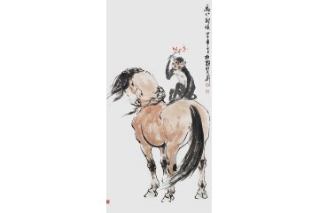 中美协会员杜艳国画猴《马上封侯》