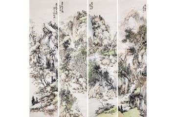杨和平新品力作国画山水画《山水四条屏》