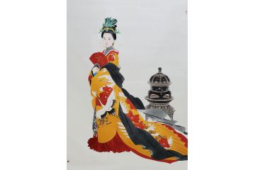 当代著名书画家叶大隐新品人物画绢本《仕女图》