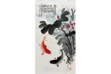 广西美协会员何奕勇写意花鸟画《连年有余》