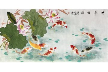 画家李锦鸿新品写意花鸟画《连年有余》