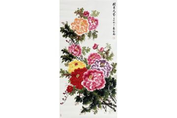 画家李锦鸿新品写意花鸟画《国色天香》