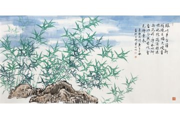 史同刚写意花鸟画竹子《绿竹图》