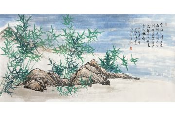 史同刚写意花鸟画竹子《绿竹雅韵》