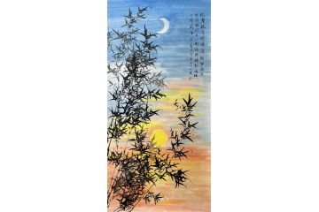 史同刚写意花鸟画竹子《竹报平安》