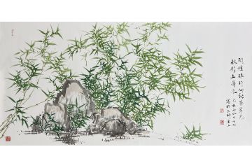 史同刚写意花鸟画竹子《竹石图》