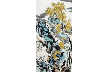 中美协会员庞银时写意山水画《山中胜景》