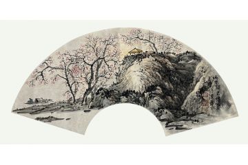 王玉东小尺幅山水画作品《扇面山水画》