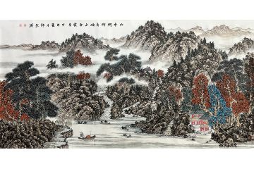 何新起写意山水画作品《山中何所有》