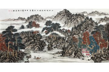 何新起写意山水画作品《山中何所有》
