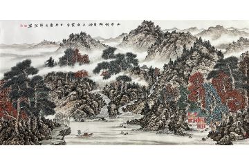 何新起写意山水画作品《山中何所有》