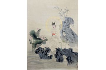叶大隐精品工笔人物画画作品《菩萨造像》