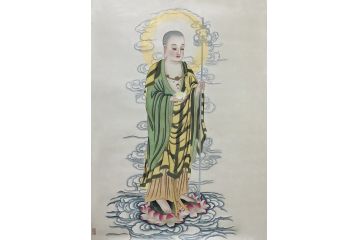 叶大隐精品工笔人物画画作品《菩萨造像》