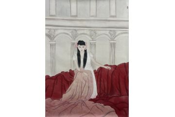 叶大隐精品工笔人物画作品《美女图》