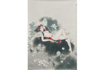 叶大隐精品工笔人物画作品《美女图》