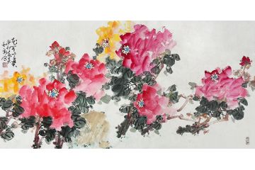 中书协会员吴和新新品写意花鸟画《花开富贵》