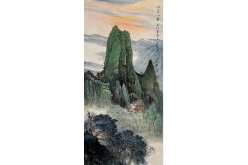 香港国画院院长叶大隐新品山水画《山里人家》