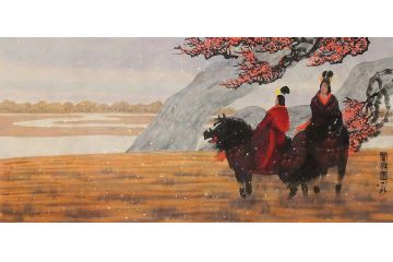 中美协会员曹小钦人物画《赏秋图》