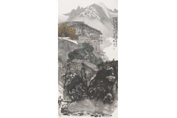 中美协会员黄格胜新品山水画《山寨晨景色》