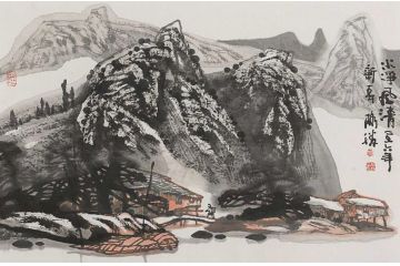 中美协会员黄格胜新品山水画《水静风轻》