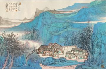 中美协会员黄天胜新品山水画《谁人写我村居乐》