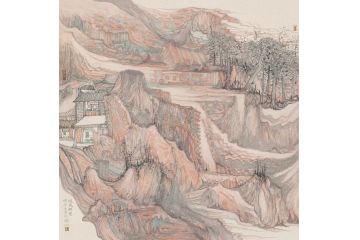 中美协会员黄天胜新品山水画《暖风祥云》
