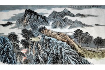 江苏美协会员王世银新品山水画《云气松风》