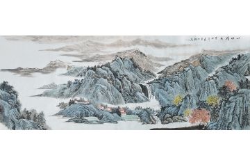 王世银新品创作国画泰山题材作品《泰山新晖》