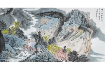江苏美协会员王世银新品山水画《新露微杷报秋深》