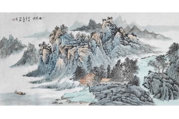江苏美协会员王世银新品山水画《一帆风顺》