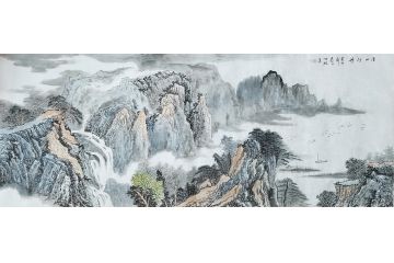 江苏美协会员王世银新品山水画《溪山行舟》