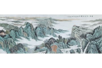 江苏美协会员王世银新品山水画《春潮三折浪云开》